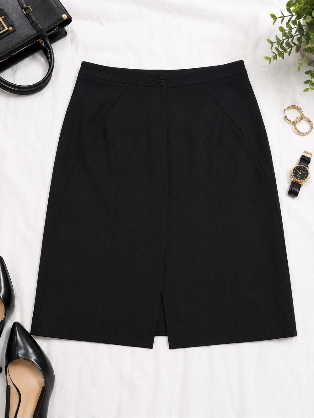 BCBGMaxAzria Janet Black Tailored Pencil Skirt Size 4 Wool Blend Lined